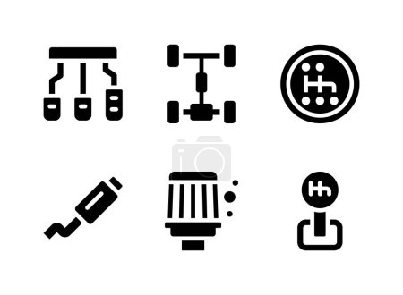 Illustration for Simple Set of Car Service Related Vector Solid Icons. Contains Icons as Car Pedals, Chassis, Gear Transmission and more. - Royalty Free Image