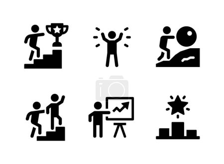 Illustration for Simple Set of Success Related Vector Solid Icons. Contains Icons as Achievement, Self Confidence, Hard Work and more. - Royalty Free Image