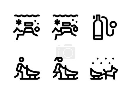 Illustration for Simple Set of Winter Sport Related Vector Line Icons. Contains Icons as Ice Diving, Diving Tank, Sled and more. - Royalty Free Image