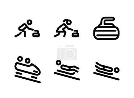 Illustration for Simple Set of Winter Sport Related Vector Line Icons. Contains Icons as Curling, Bobsleigh, Luge and more. - Royalty Free Image