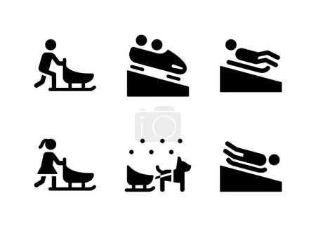 Illustration for Simple Set of Winter Sport Related Vector Solid Icons. Contains Icons as Sled, Bobsleigh, Luge and more. - Royalty Free Image