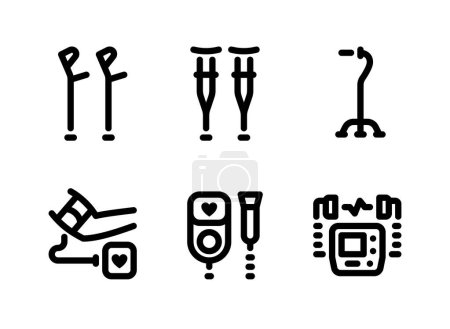 Illustration for Simple Set of Medical Equipment Related Vector Line Icons. Contains Icons as Crutches Walker, Walking Cane, Blood Pressure and more. - Royalty Free Image
