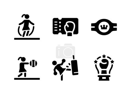 Illustration for Simple Set of Boxing Related Vector Solid Icons. Contains Icons as Skipping Rope, Ticket, Champion Belt and more. - Royalty Free Image
