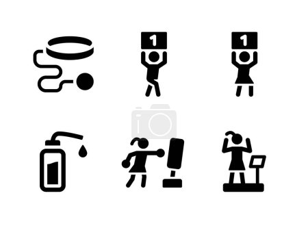Simple Set of Boxing Related Vector Solid Icons. Contains Icons as Reflex Ball, Boxing Round and more.
