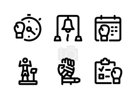 Simple Set of Boxing Related Vector Line Icons. Contains Icons as Timer, Bell, Calendar and more.