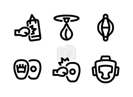 Simple Set of Boxing Related Vector Line Icons. Contains Icons as Punch, Speed Bag, Sand Bag and more.