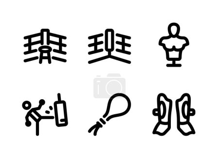 Illustration for Simple Set of Boxing Related Vector Line Icons. Contains Icons as Boxing Ring Corner, Gym Mannequin and more. - Royalty Free Image