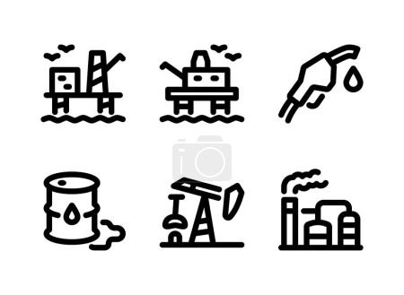 Ensemble simple d'icônes vectorielles liées au pétrole et au gaz. Contient des icônes comme plate-forme pétrolière, pompe à essence et plus.