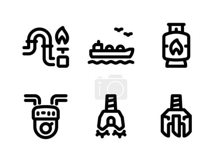 Einfaches Set von Öl und Gas verwandten Vektor Line Icons. Enthält Symbole wie Pipeline, Öltanker, Gasflasche und mehr.