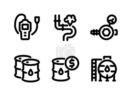 Illustration for Simple Set of Oil and Gas Related Vector Line Icons. Contains Icons as Gas Detector, Pipeline, Oil Barrels and more. - Royalty Free Image