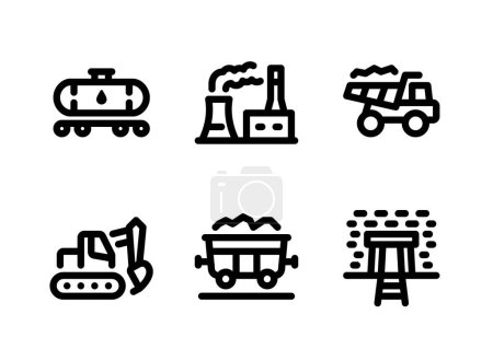 Simple Set of Oil and Gas Related Vector Line Icons. Contains Icons as Oil Rail, Power Plant, Mining Truck and more.