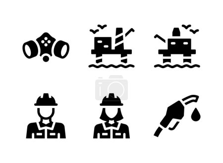 Einfaches Set von Öl und Gas verwandten Vektor Solid Icons. Enthält Symbole wie Gasmaske, Ölstand und mehr.