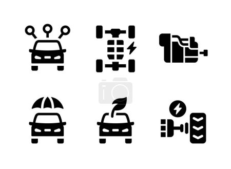Simple Set of Electric Vehicle Related Solid Icons. Contains Icons as Car Sharing, Car Battery, Generator and more.