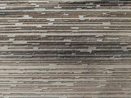 Foto de Wall clading of texture. Wood cnc for modern style. Image print for illustration, backdrop, material, rendering, background. - Imagen libre de derechos
