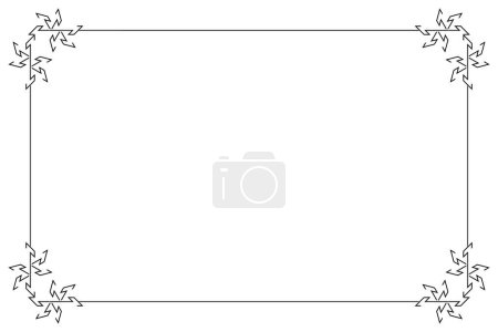 Foto de Rectangle of stripe frame border. Design snow flakes black on white background. Design print for illustration, texture, placard, certificate, background. Set 44 - Imagen libre de derechos