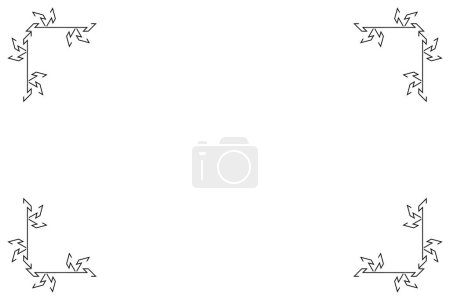 Foto de Rectangle of stripe frame border. Design snow flakes black on white background. Design print for illustration, texture, placard, certificate, background. Set 42 - Imagen libre de derechos