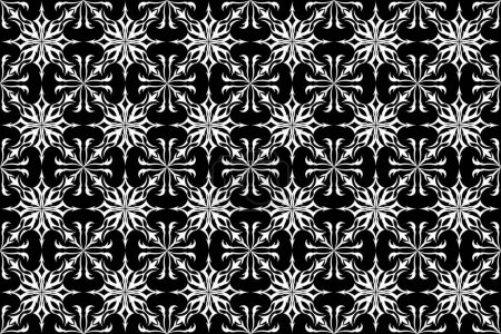 Foto de Abstract of mandala pattern. Design tile white on black background. Design print for illustration, texture, wallpaper, background. Batik 1 - Imagen libre de derechos