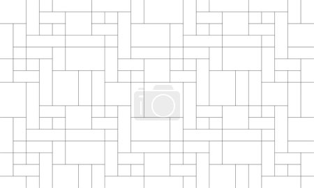 Foto de Mondrian pattern. Design random lines black on white background. Design print for illustration, texture, wallpaper, background. Set 1 - Imagen libre de derechos