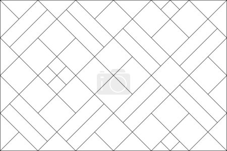 Téléchargez les photos : Mondrian of diagonal pattern. Design random tile black on white background. Design print for illustration, texture, wallpaper, background. Set 4 - en image libre de droit