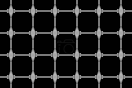 Téléchargez les photos : Weaving pattern. Design of rhombus tile white on black background. Design print for illustration, texture, wallpaper, background. Set 2 - en image libre de droit
