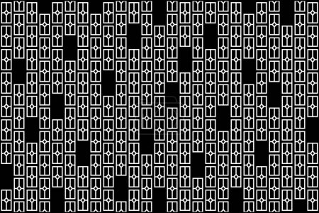 Foto de Geometric pattern. Design renctangular and rhombus tile white on black background. Design print for illustration, texture, wallpaper, background. Set 4 - Imagen libre de derechos