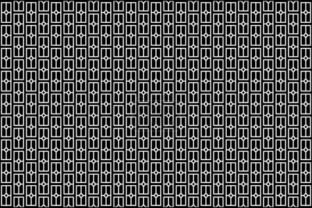 Foto de Geometric pattern. Design renctangular and rhombus tile white on black background. Design print for illustration, texture, wallpaper, background. Set 2 - Imagen libre de derechos