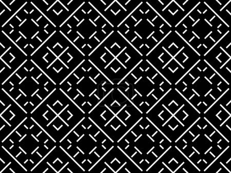 Téléchargez les photos : Seamless square of tile pattern. Design diagonal stripe white on black background. Design print for illustration, texture, wallpaper, background. Set 7 - en image libre de droit
