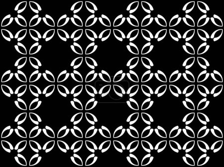 Téléchargez les photos : Leaf of tile pattern. Design arc white on black background. Design print for illustration, texture, wallpaper, background. Set 2 - en image libre de droit