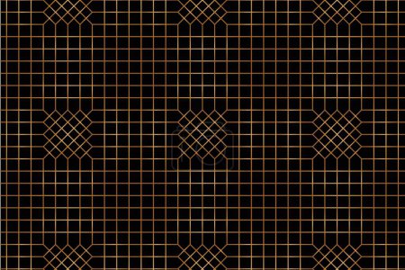 Foto de Líneas verticales y horizontales de patrón de onda. Diseño de azulejo diagonal dorado sobre fondo negro. Diseño de impresión para la ilustración, textura, papel pintado, fondo. Conjunto 1 - Imagen libre de derechos
