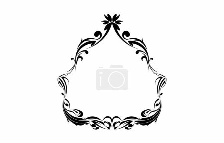 Foto de Vintage style of frame border. Design swirl black on white background. Design print for illustration, texture, placard, background. Set 3 - Imagen libre de derechos