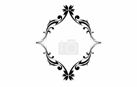 Foto de Vintage style of frame border. Design swirl black on white background. Design print for illustration, texture, placard, background. Set 2 - Imagen libre de derechos