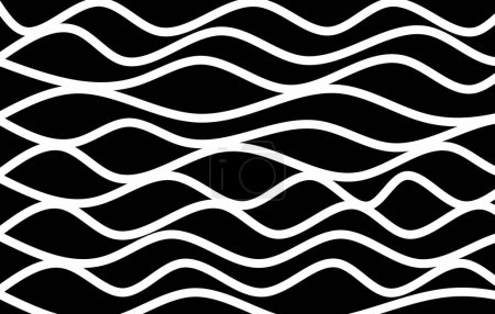 Foto de Horizontal spline of pattern. Design wave line white on black background. Design print for illustration, texture, wallpaper, background. - Imagen libre de derechos