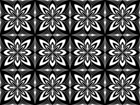 Téléchargez les photos : Balinese style water of pattern. Design tile of lotus black on white background. Design print for illustration, texture, wallpaper, background. Set 2 - en image libre de droit