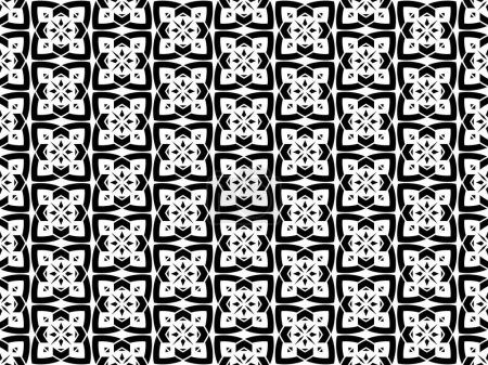 Téléchargez les photos : Balinese style water of pattern. Design tile of lotus black on white background. Design print for illustration, texture, wallpaper, background. Set 1 - en image libre de droit