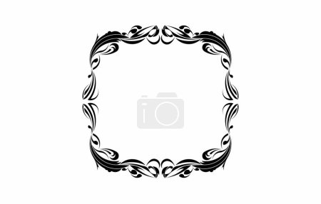 Téléchargez les photos : Vintage style of frame border. Design swirl black on white background. Design print for illustration, texture, placard, background. Set 1 - en image libre de droit