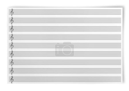 Photo for Blank Music sheet  Isolated on white Background - Royalty Free Image