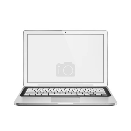 Téléchargez les illustrations : Illustration vectorielle réaliste détaillée de l'ordinateur portable moderne avec écran blanc sur fond blanc
. - en licence libre de droit