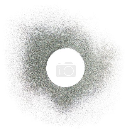 Foto de Sombra redonda de brillo plateado sobre un fondo blanco. Brillos brillantes e iridiscentes. - Imagen libre de derechos