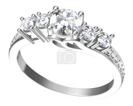 Foto de Sortija de diamantes en forma de cuerpo de oro blanco la representación más lujosa.3D - Imagen libre de derechos