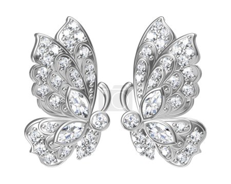 Foto de Los pendientes de diamantes de belleza en forma de cuerpo de oro blanco la representación más luxurious.3D - Imagen libre de derechos