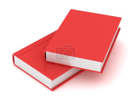 Foto de Representación 3D de libros rojos en fondo blanco - Imagen libre de derechos