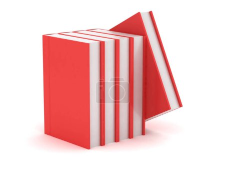 Foto de Representación 3D de libros rojos en fondo blanco - Imagen libre de derechos