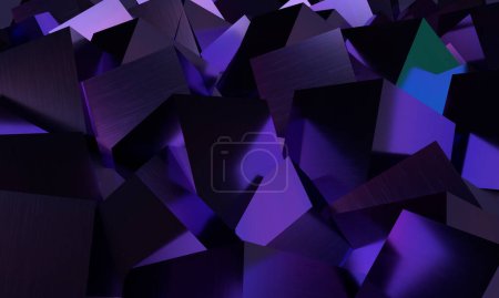 Wallpaper. Purple abstract polyhedrons. 3d texture. 