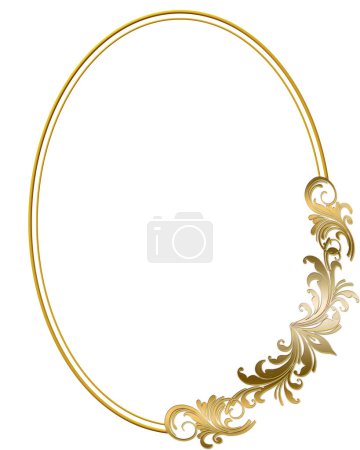 Photo for Oval frame and borders Golden frame on white background. - Royalty Free Image