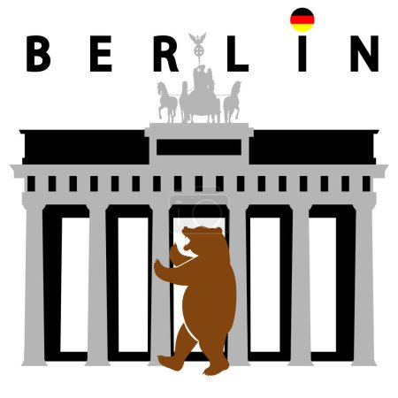 Ilustración de Puerta de Brandeburgo situada en Pariser Platz en la ciudad de Berlín, Alemania - Imagen libre de derechos