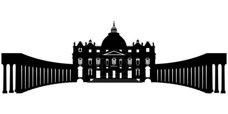 Illustration for St. Peters Basilica in black and white, Vatican - Royalty Free Image