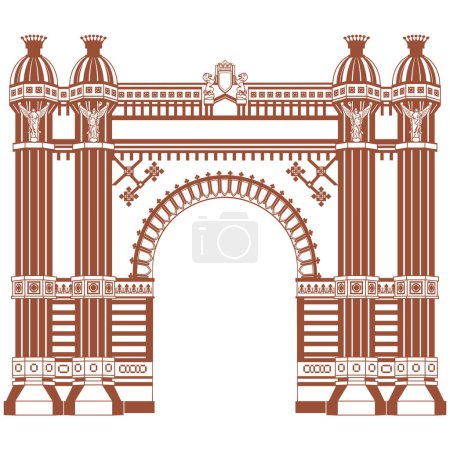 Illustration for Arc de Triomph on white background in Barcelona, Spain - Royalty Free Image
