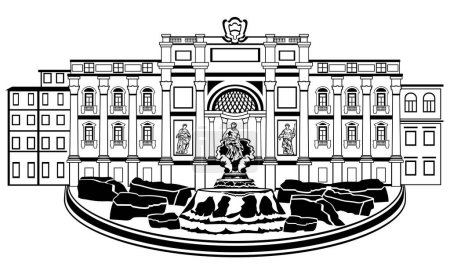 Ilustración de Silueta de la famosa Fuente de Trevi en Roma, Italia - Imagen libre de derechos