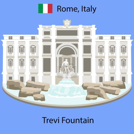Ilustración de Famosa fuente de Trevi en Roma, Italia - Imagen libre de derechos