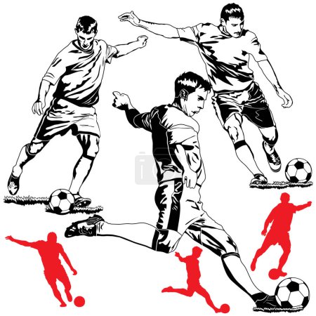 Illustration for Detailed vector illustration of soccer football players on white background - Royalty Free Image